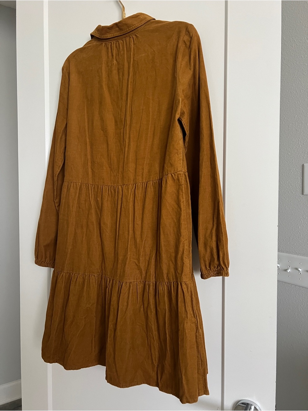 J.Crew Golden Brandy Corduroy Tiered Mini Shirtdress Size 10 NWOT - Picture 11 of 12